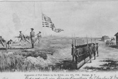 Painting depicting evacuation of Fort Ontario by the British on July 15, 1796