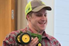 Brian Dorn, Jr shows off his antique toy tractors