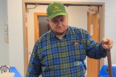 Len Mullen shows a few implements from his collection